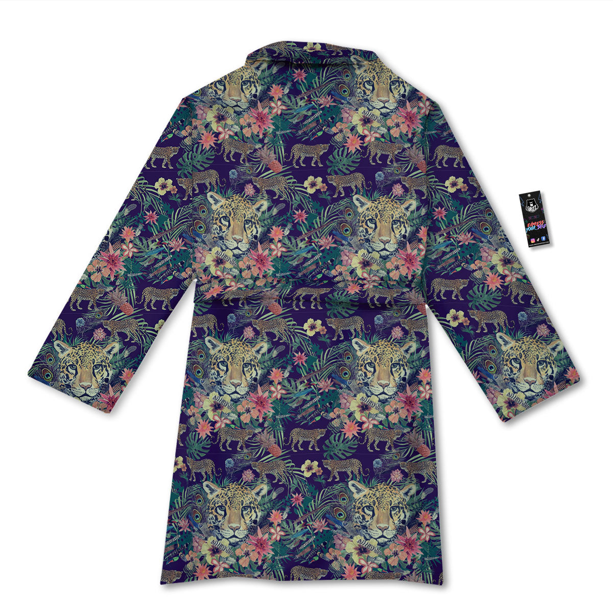 Tiger Flower And Print Pattern Bathrobe-grizzshop
