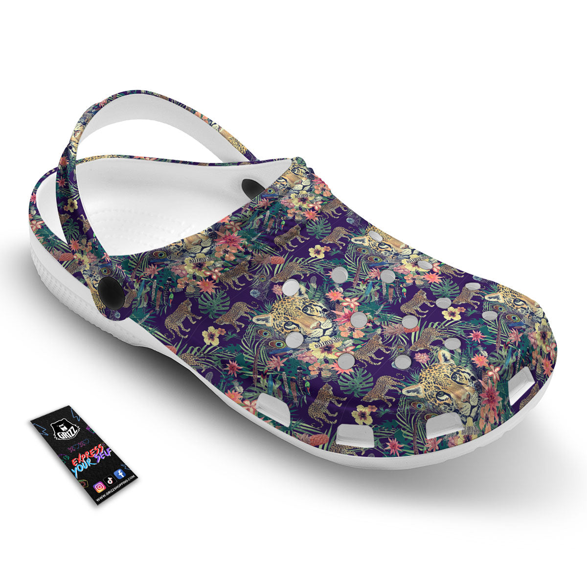 Tiger Flower And Print Pattern Clog-grizzshop
