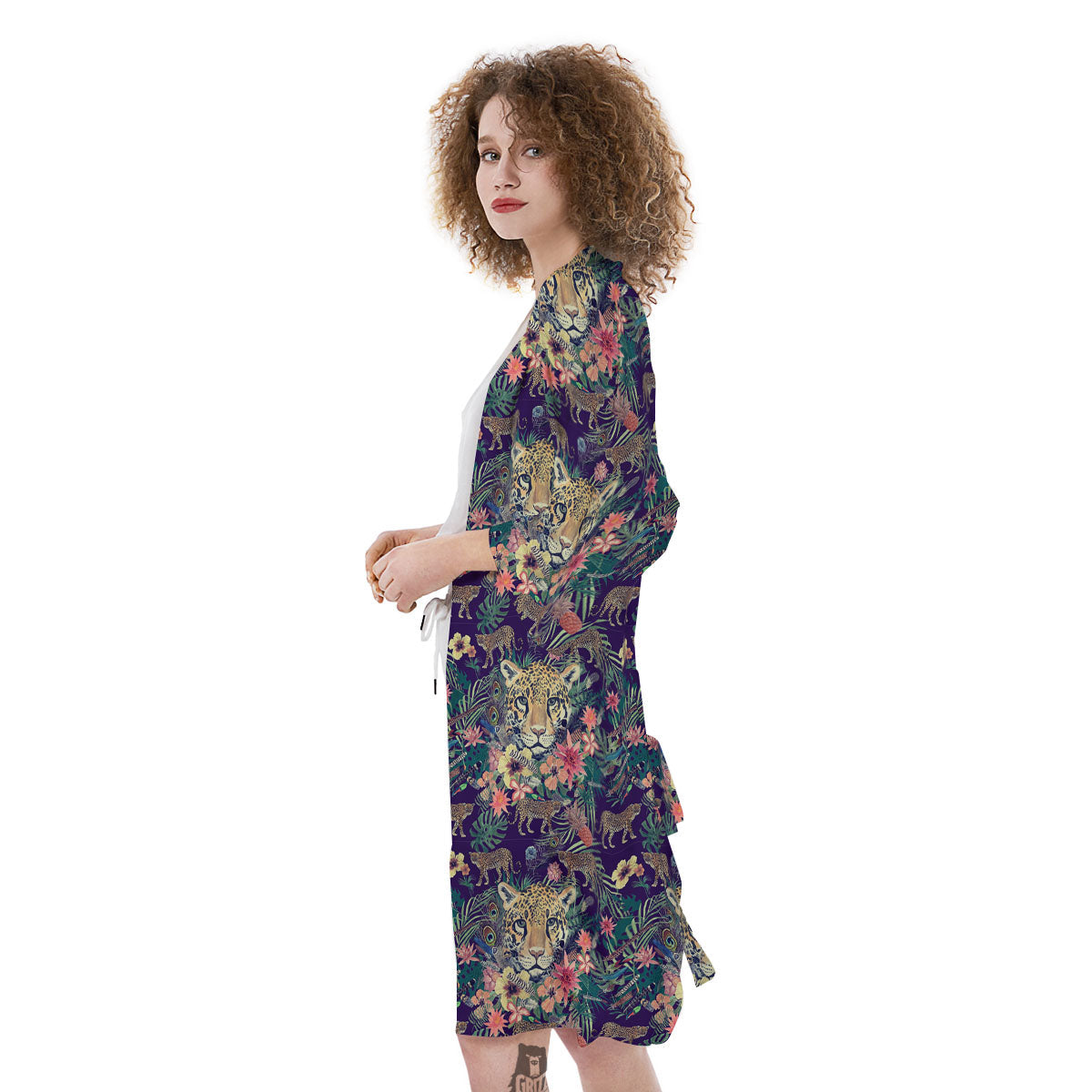 Tiger Flower And Print Pattern Kimono-grizzshop