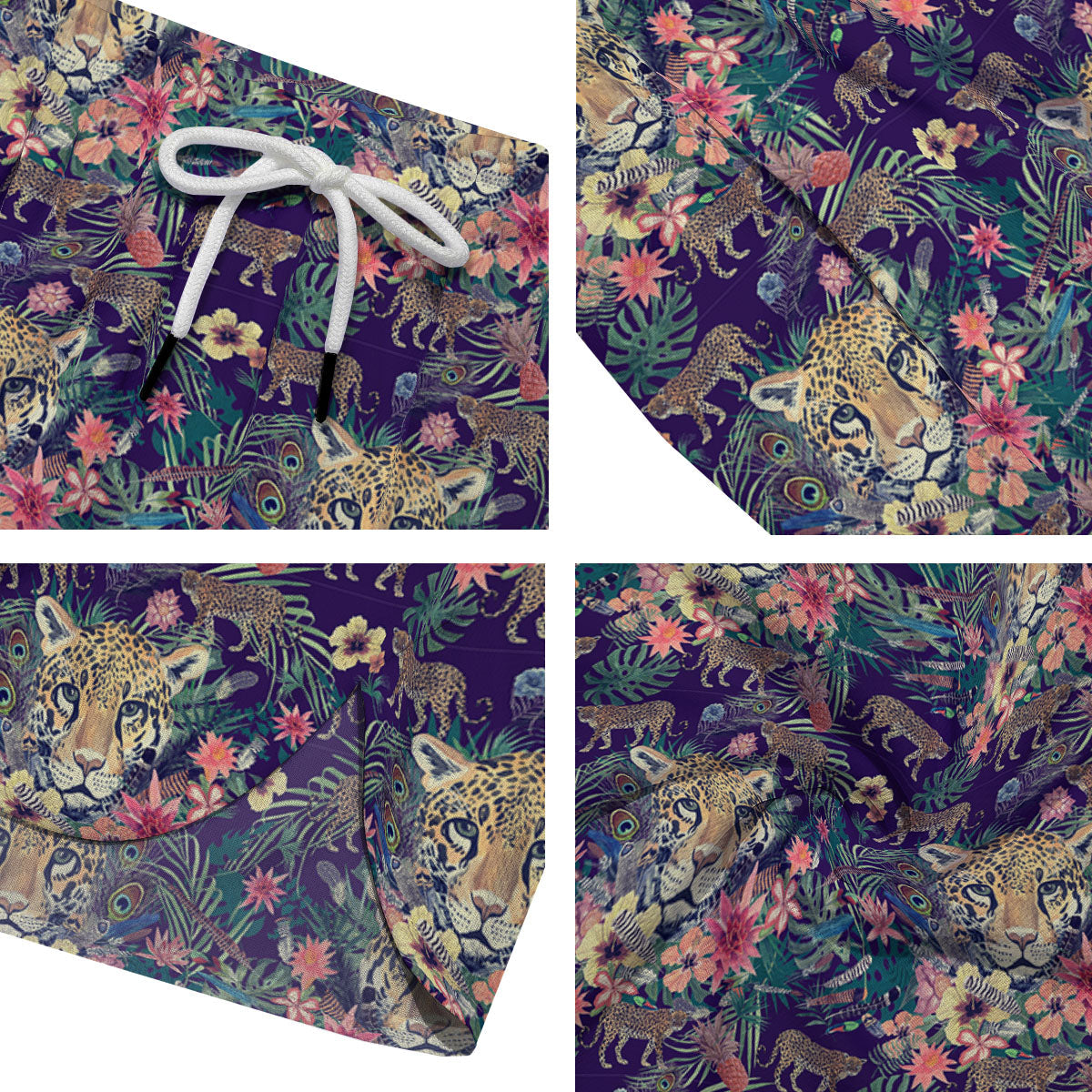 Tiger Flower And Print Pattern Men's Running Shorts-grizzshop