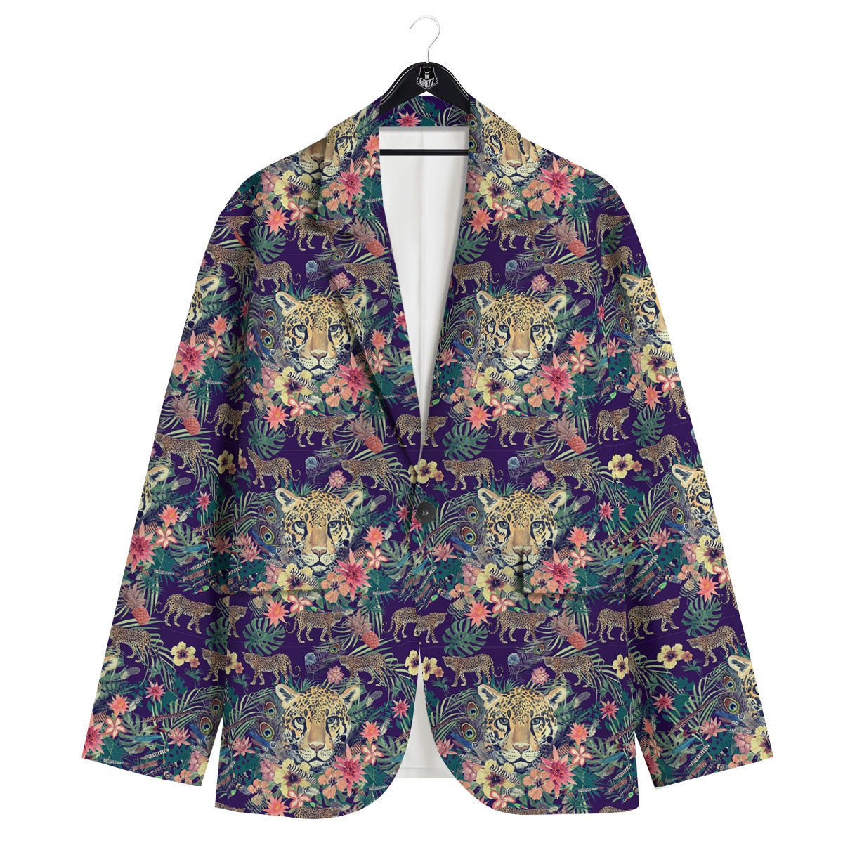 Tiger Flower And Print Pattern Men's Sport Coat-grizzshop