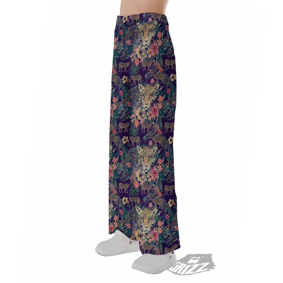 Tiger Flower And Print Pattern Pajama Pants-grizzshop