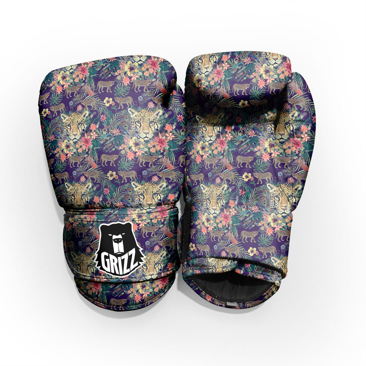 Tiger Flower And Print Pattern Pro Boxing Glove