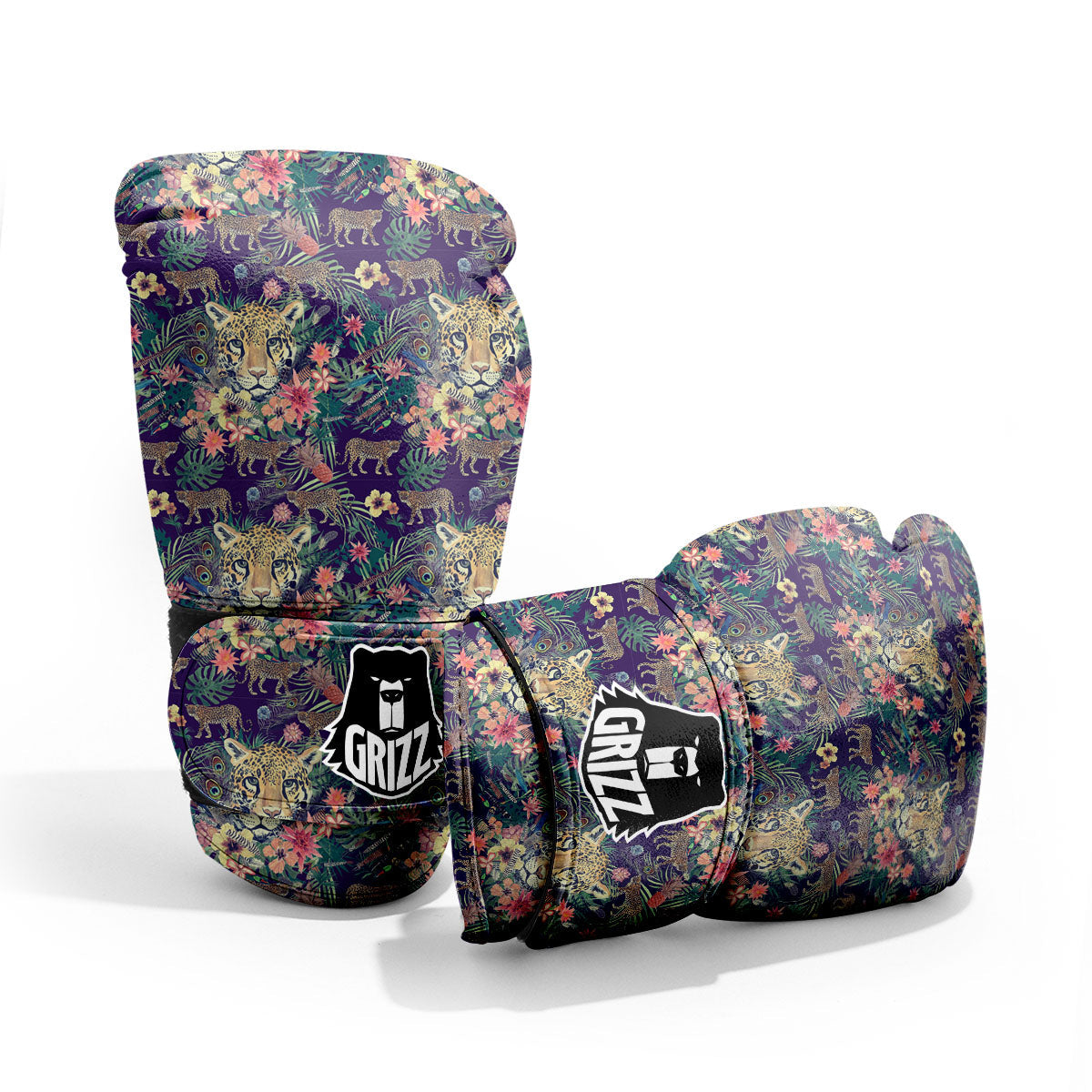 Tiger Flower And Print Pattern Pro Boxing Glove