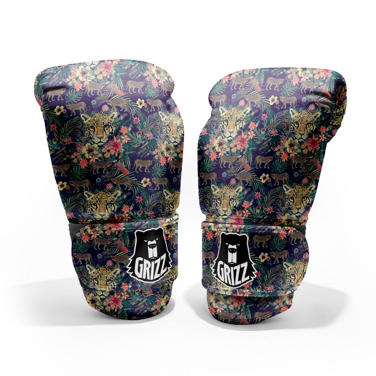 Tiger Flower And Print Pattern Pro Boxing Glove