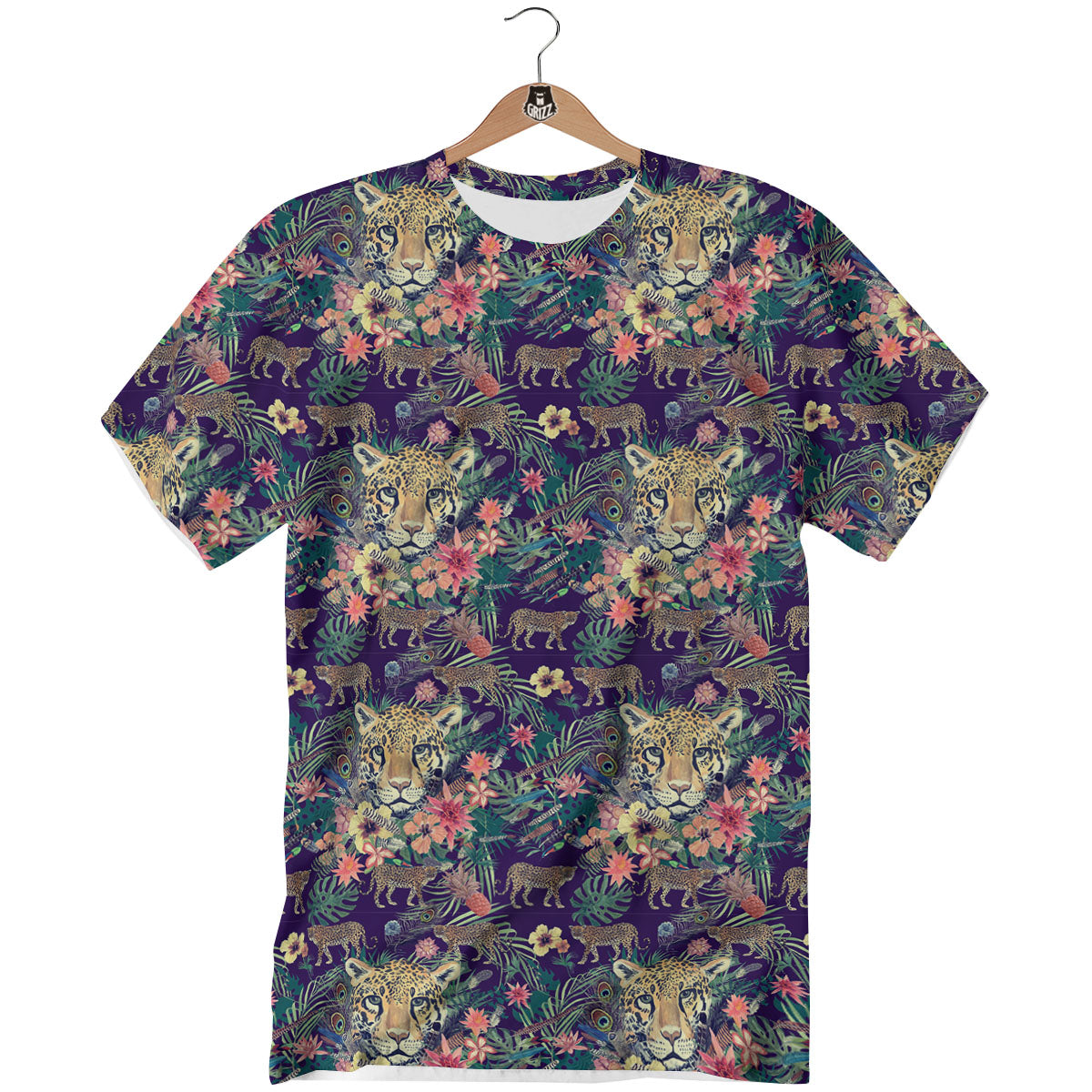 Tiger Flower And Print Pattern T-Shirt-grizzshop
