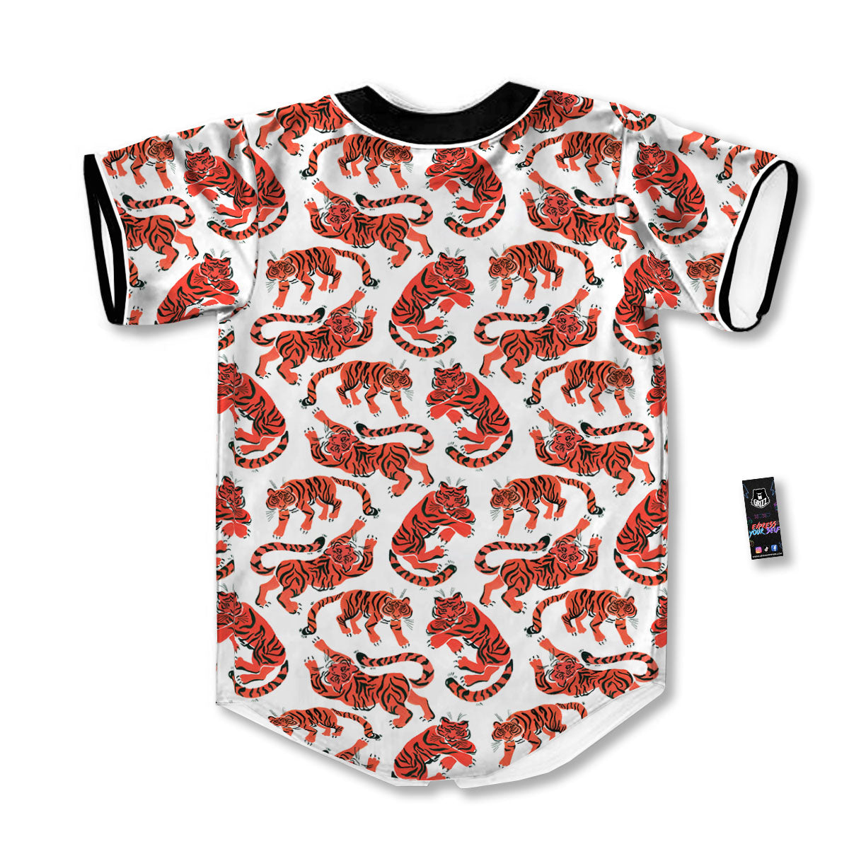Tiger Gouache Print Pattern Baseball Jersey-grizzshop