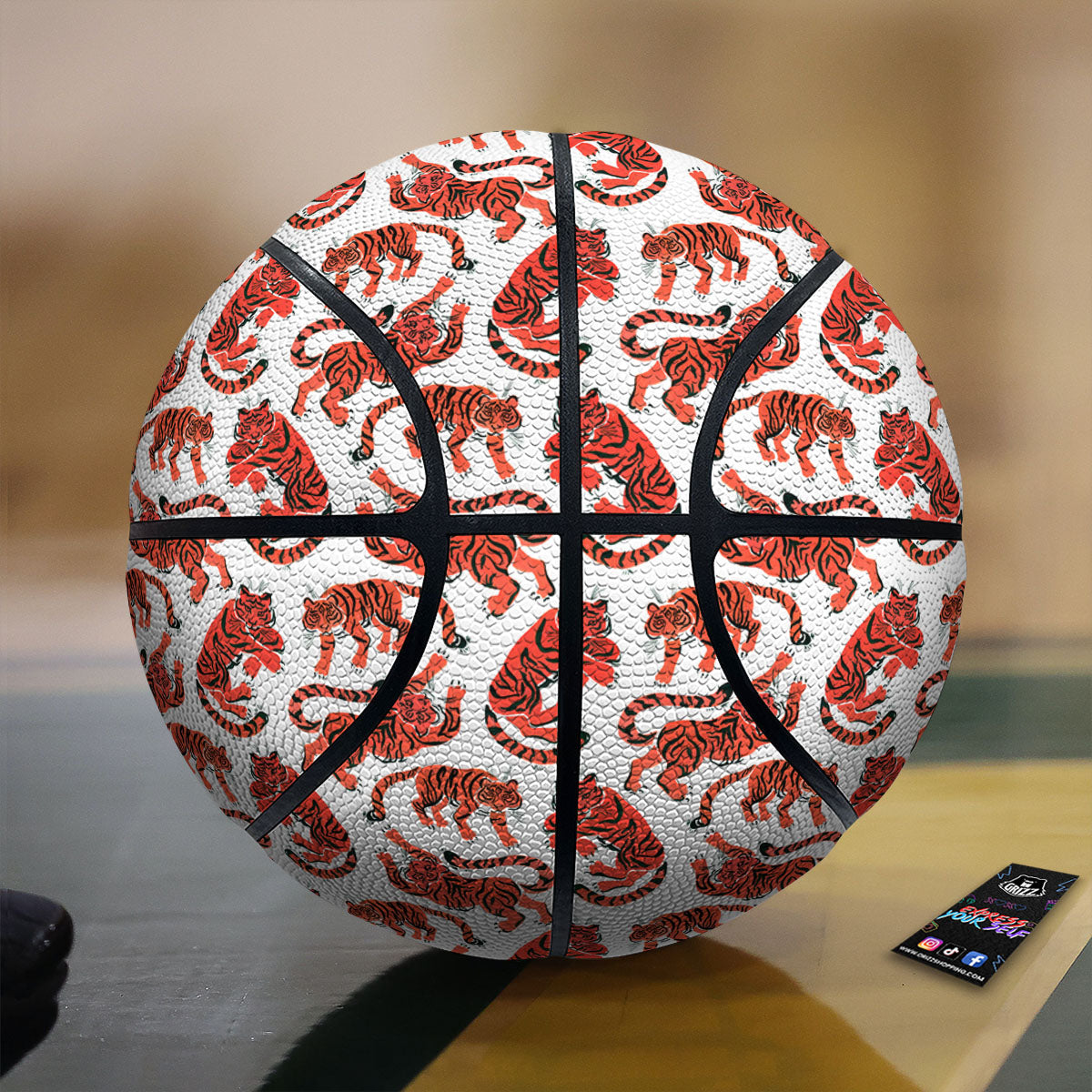 Tiger Gouache Print Pattern Basketball-grizzshop