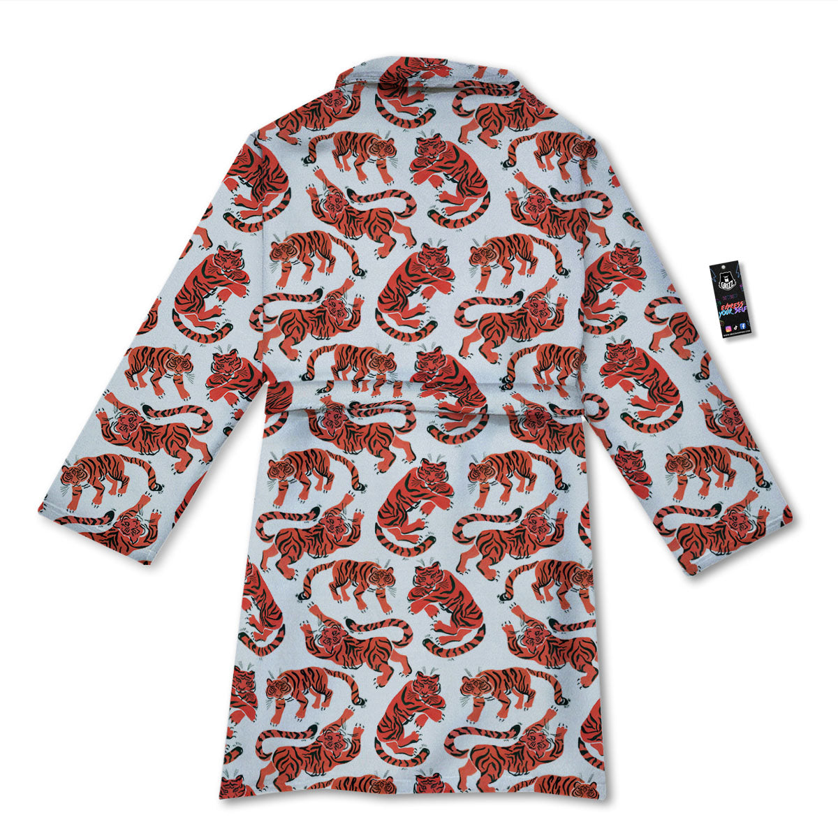 Tiger Gouache Print Pattern Bathrobe-grizzshop