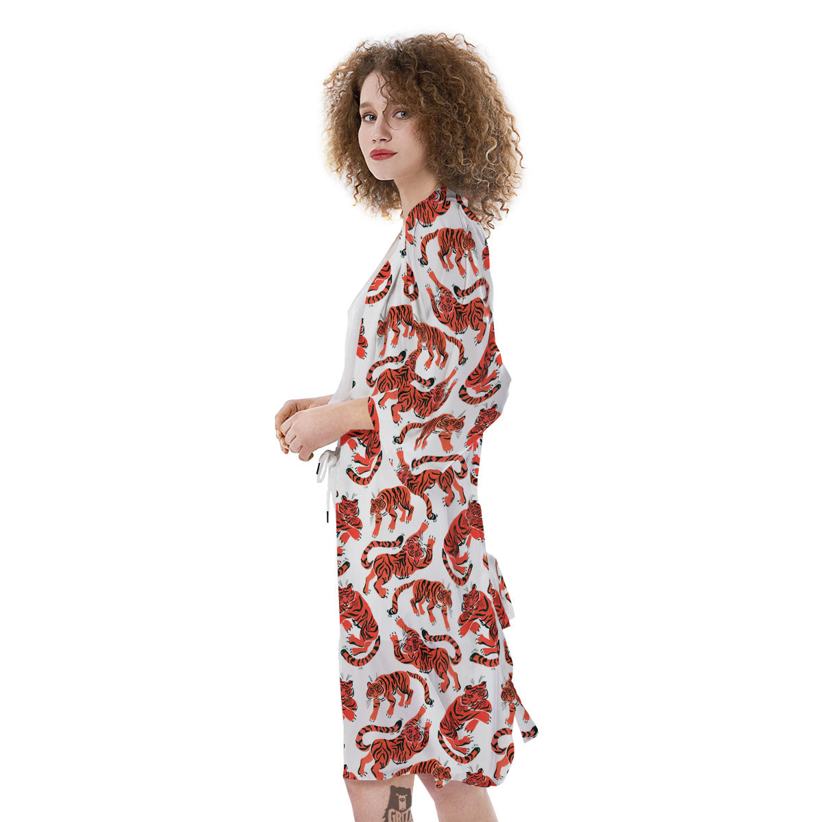 Tiger Gouache Print Pattern Kimono-grizzshop