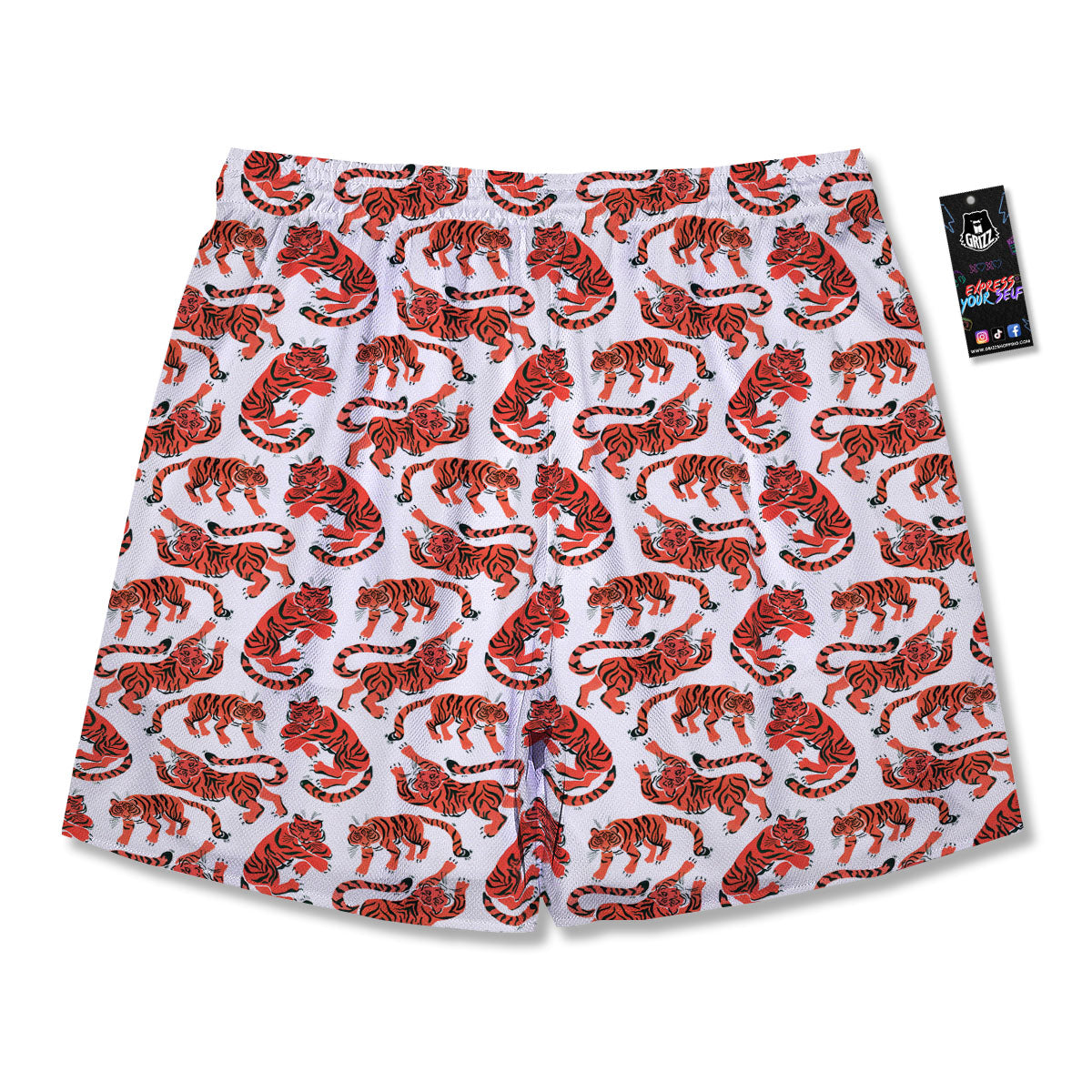 Tiger Gouache Print Pattern Men's Running Shorts-grizzshop