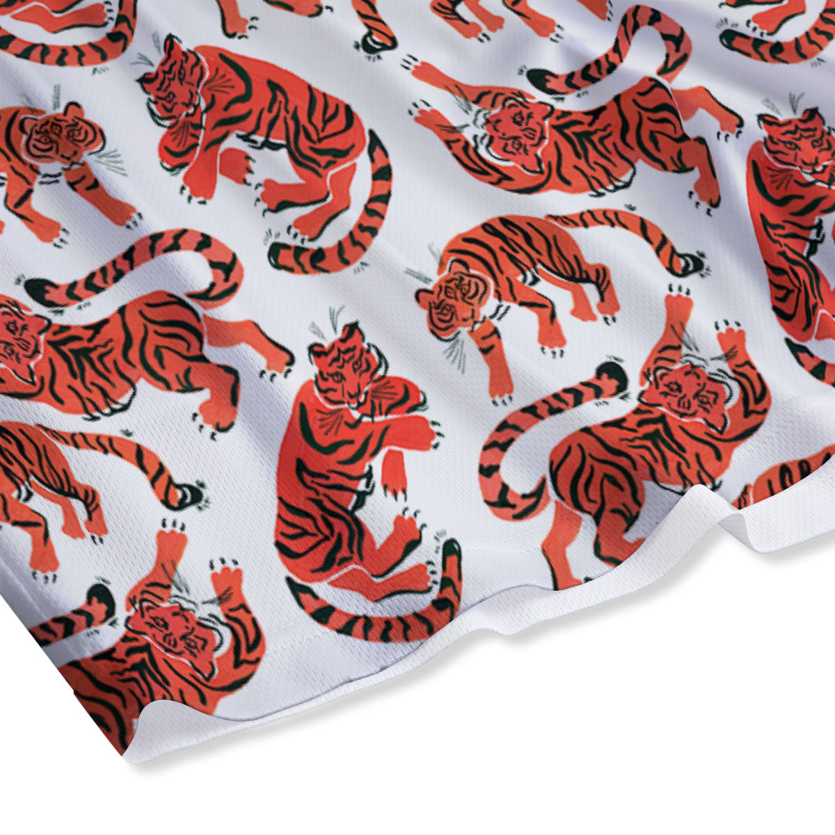 Tiger Gouache Print Pattern Mesh Shorts
