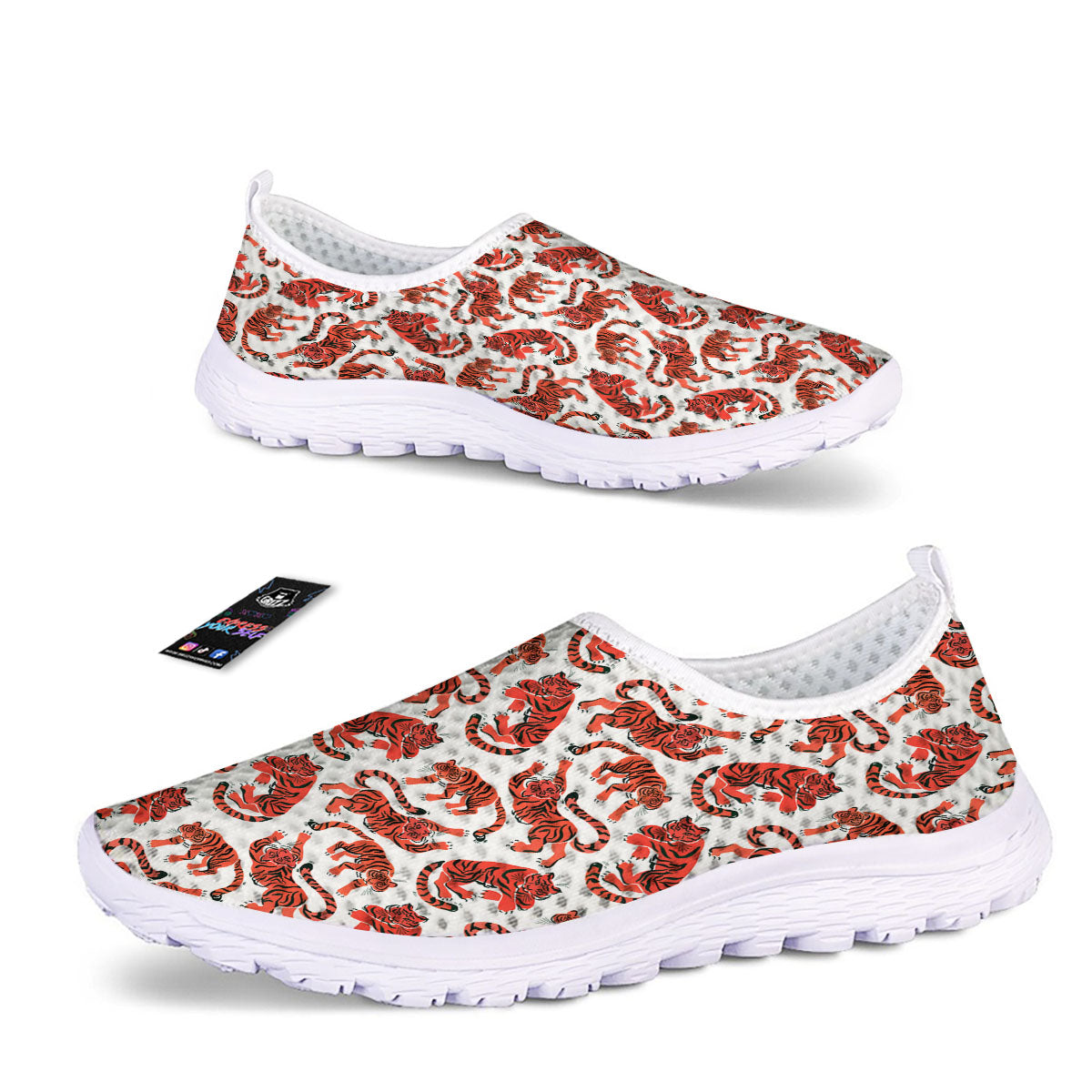 Tiger Gouache Print Pattern Nurse Shoes-grizzshop