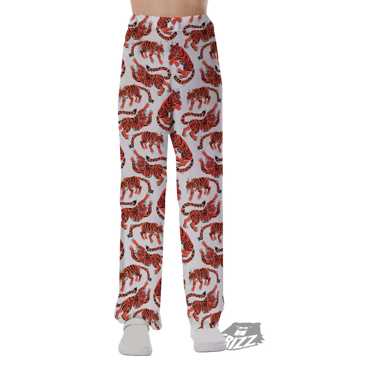 Tiger Gouache Print Pattern Pajama Pants-grizzshop
