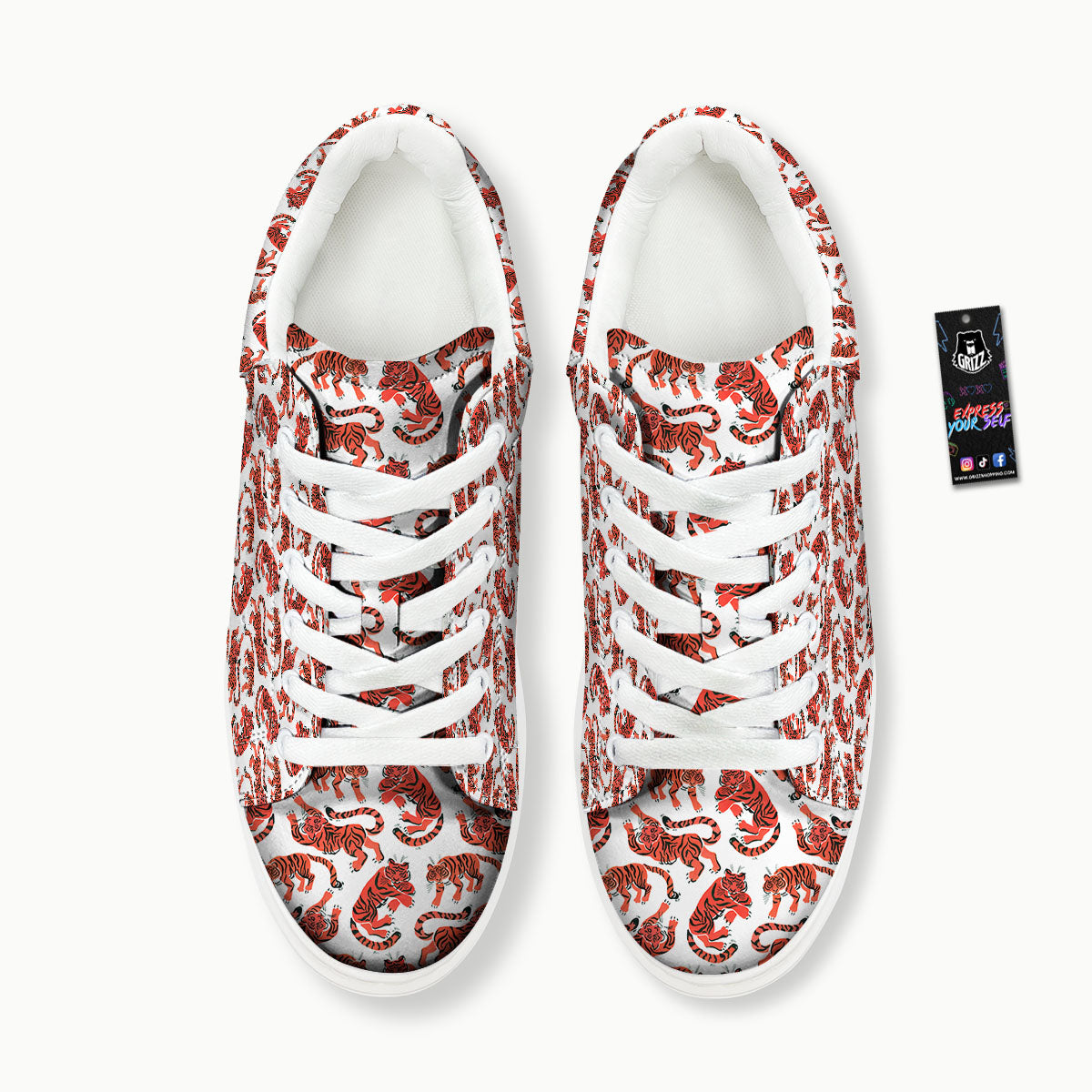 Tiger Gouache Print Pattern Platform Shoes-grizzshop