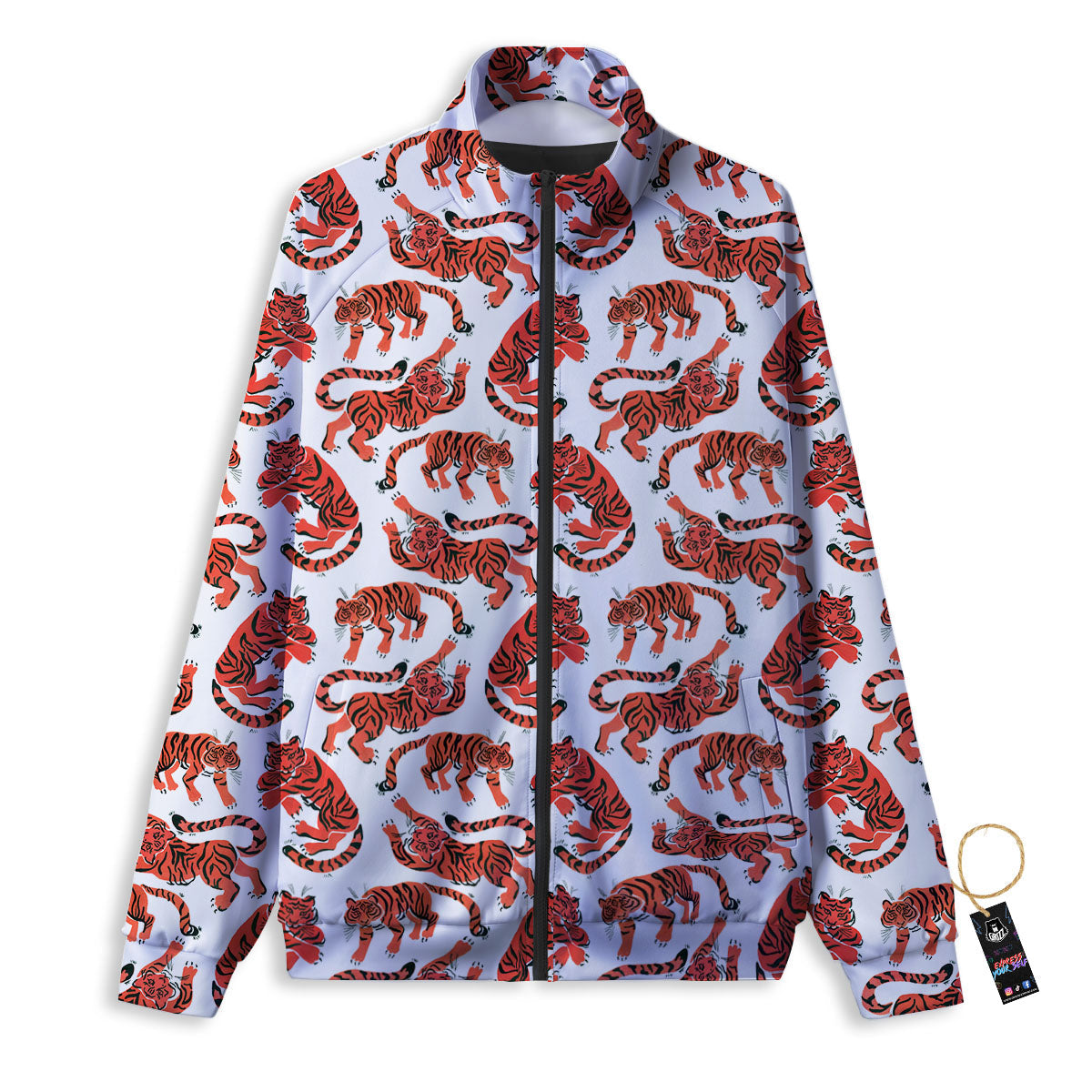 Tiger Gouache Print Pattern Track Jacket-grizzshop
