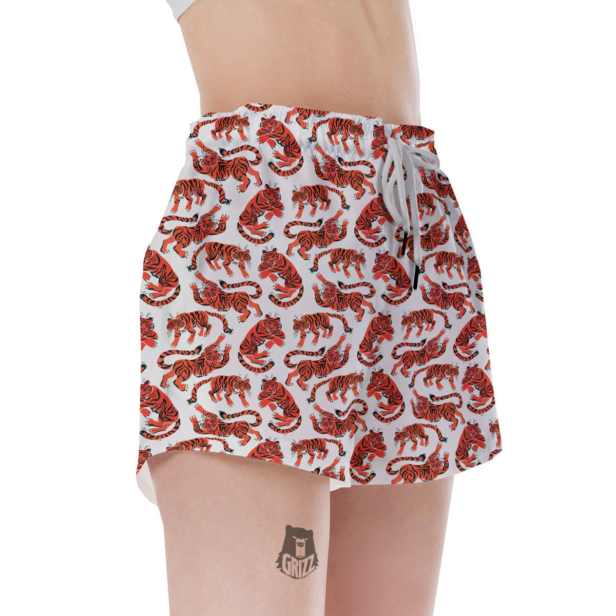 Tiger Gouache Print Pattern Women's Shorts-grizzshop