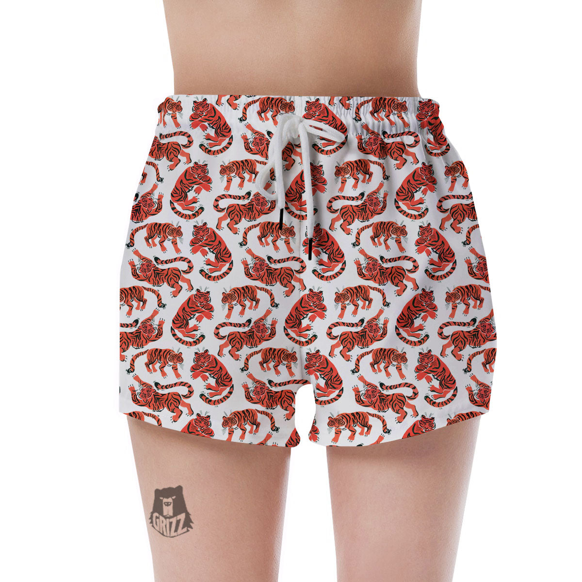 Tiger Gouache Print Pattern Women's Shorts-grizzshop