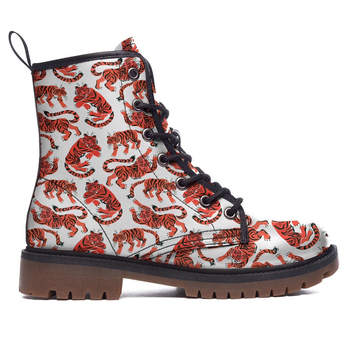 Tiger Gouache Print Pattern Work Boots-grizzshop
