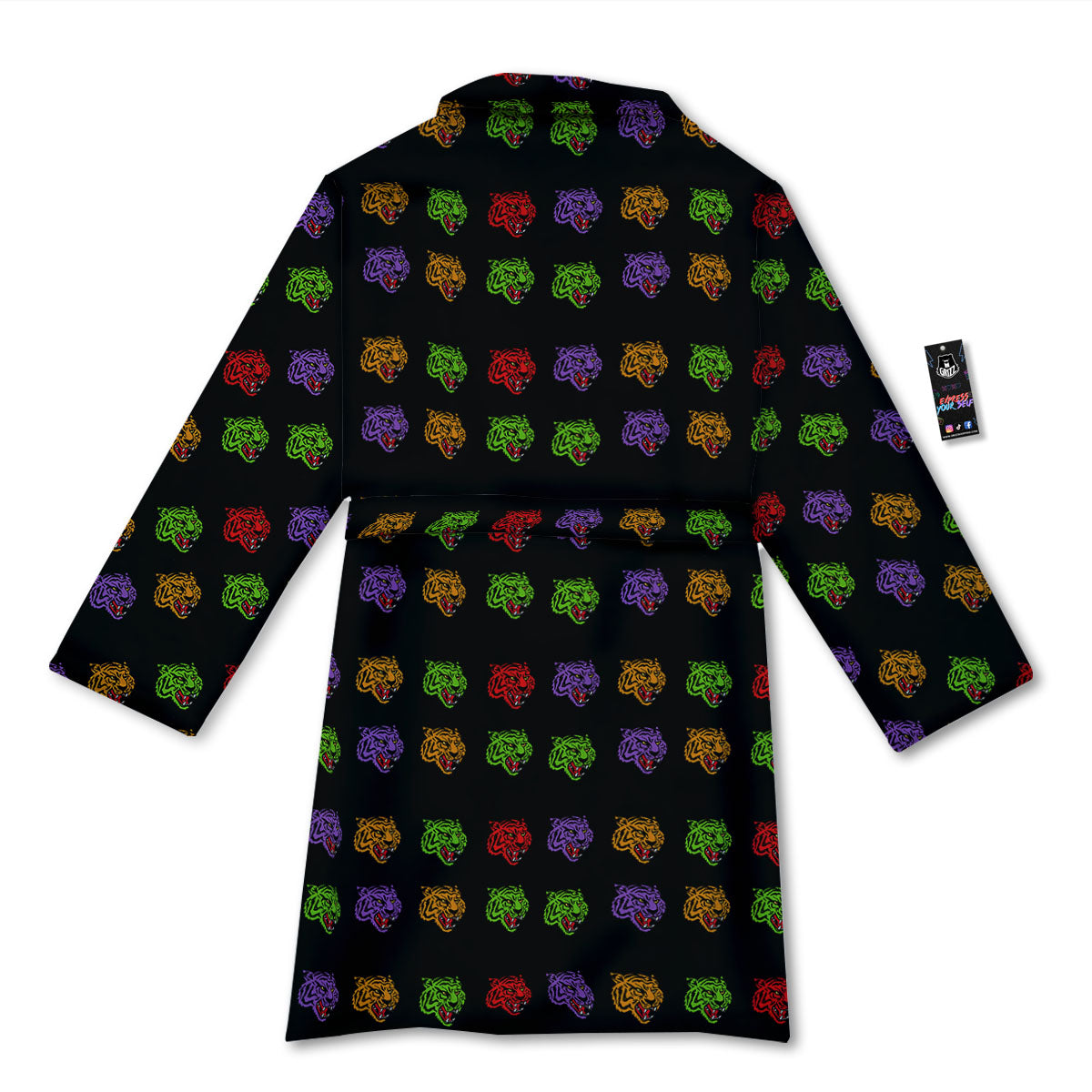 Tiger Head Colorful Print Pattern Bathrobe-grizzshop