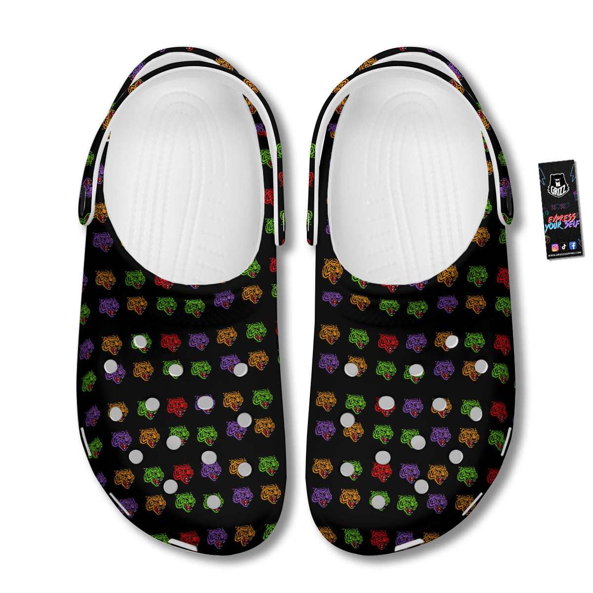 Tiger Head Colorful Print Pattern Clog-grizzshop