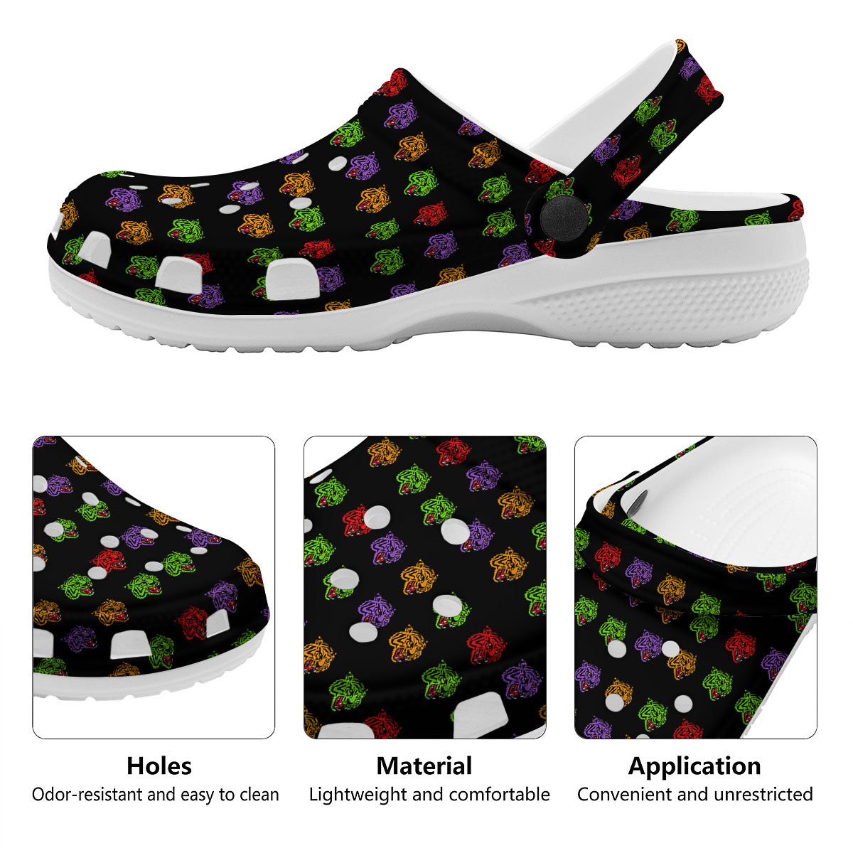 Tiger Head Colorful Print Pattern Clog-grizzshop