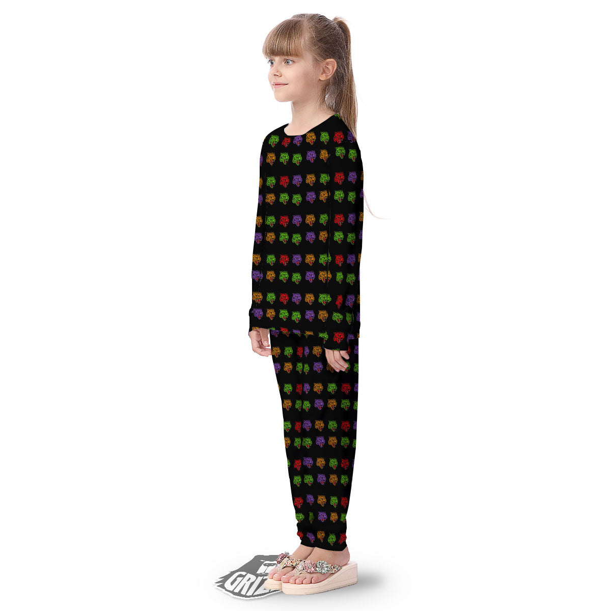 Tiger Head Colorful Print Pattern Kid's Pajamas-grizzshop