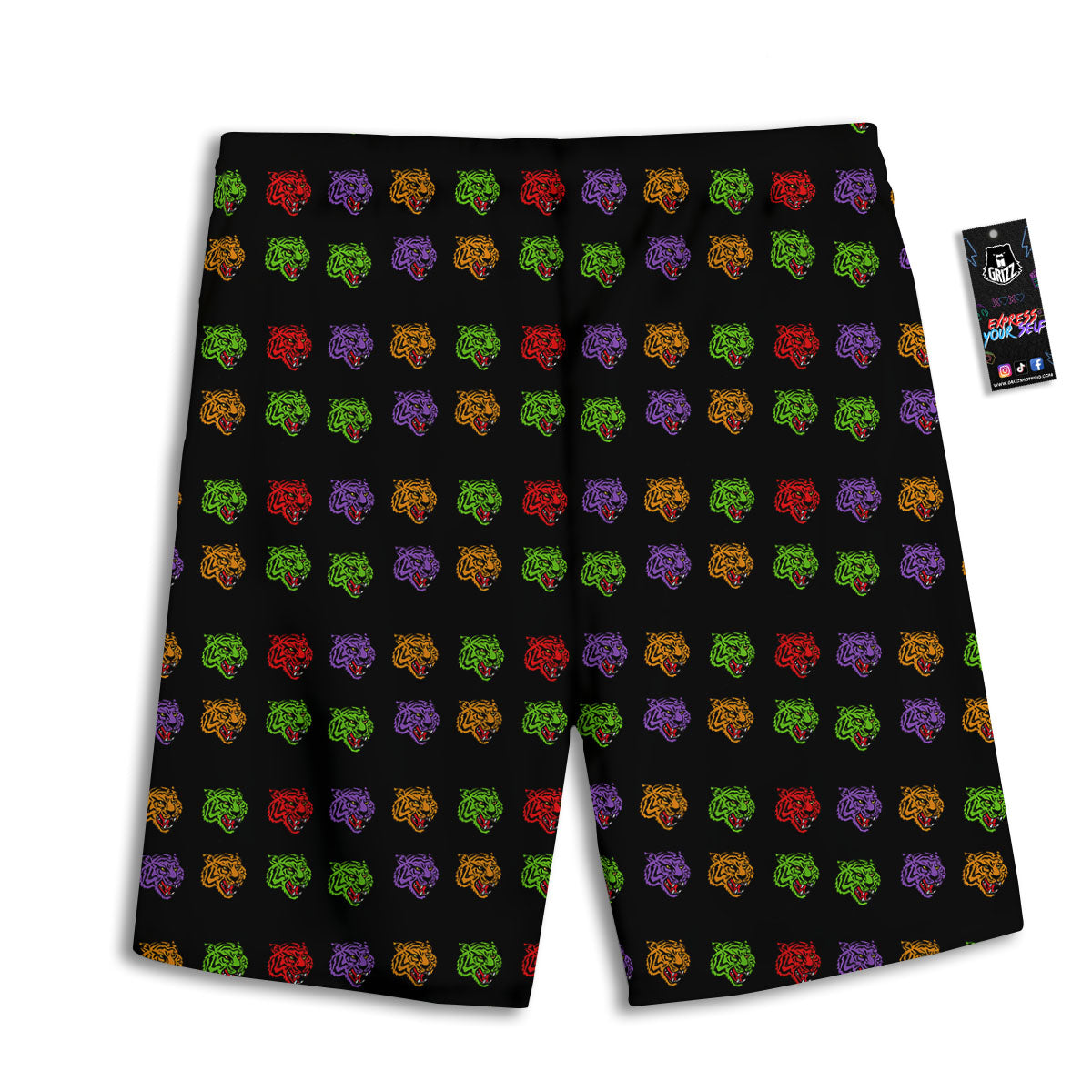 Tiger Head Colorful Print Pattern Men's Athletic Shorts