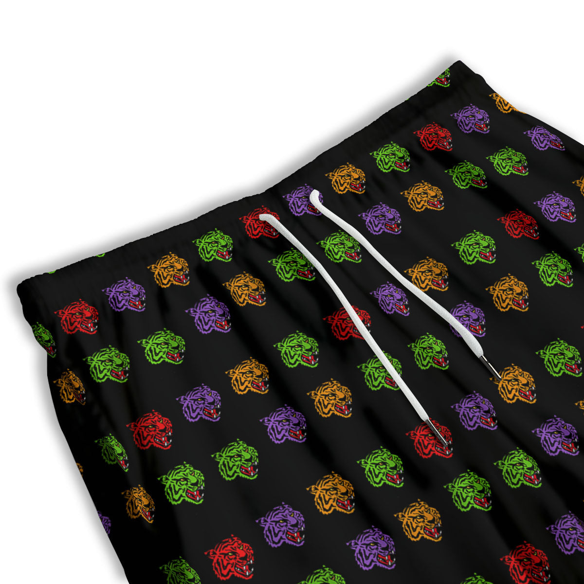 Tiger Head Colorful Print Pattern Men's Athletic Shorts