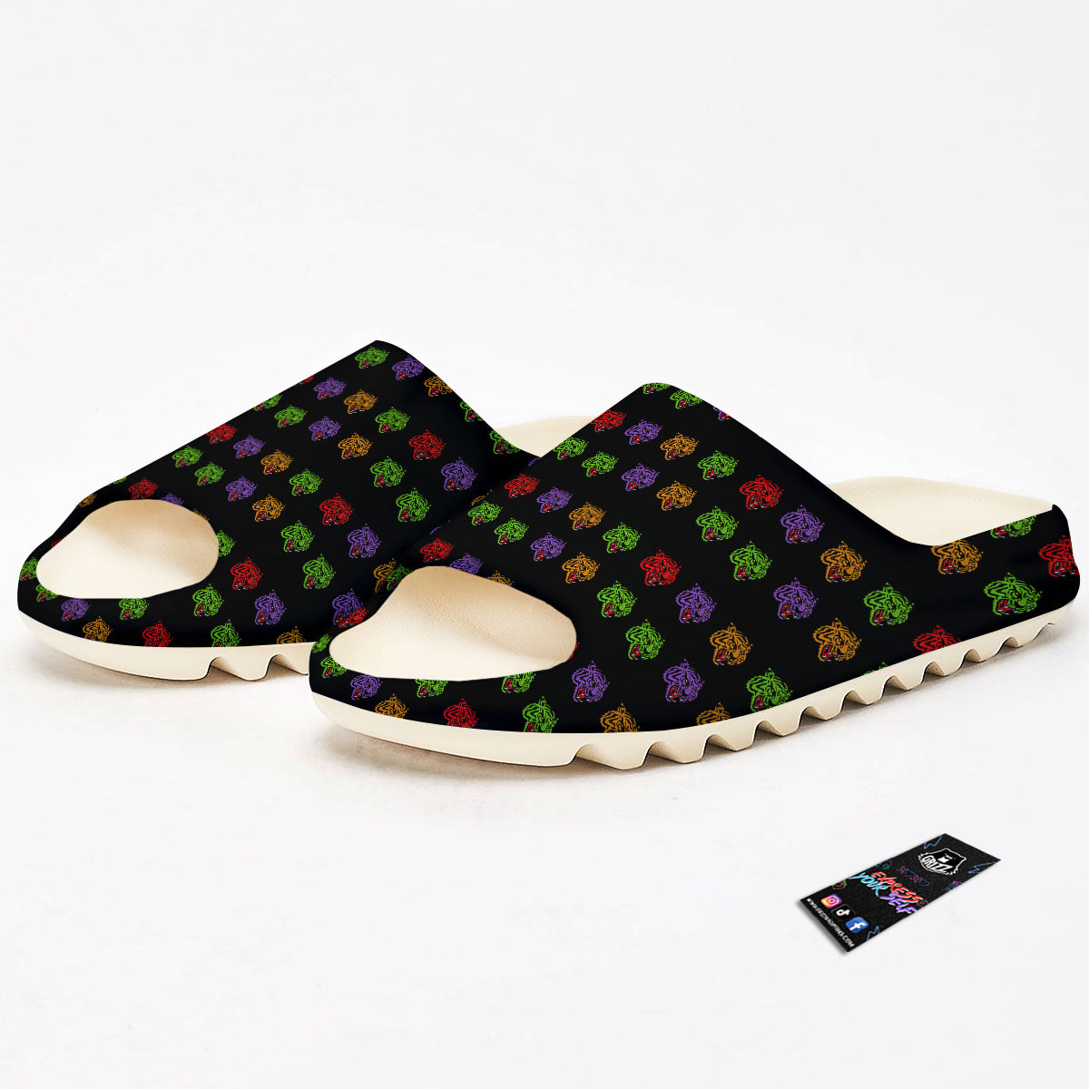 Tiger Head Colorful Print Pattern Sandals-grizzshop