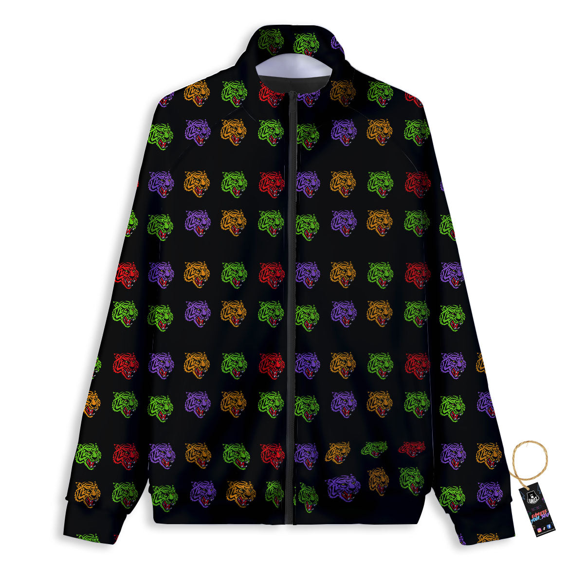 Tiger Head Colorful Print Pattern Track Jacket-grizzshop