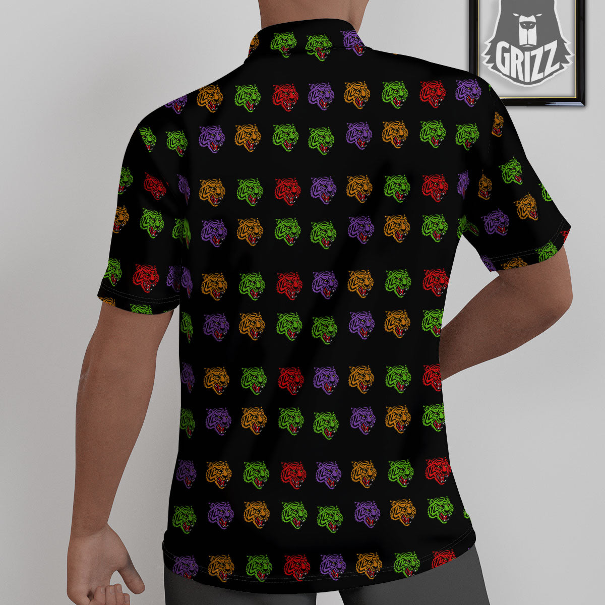 Tiger Head Colorful Print Pattern Untucked Shirts-grizzshop