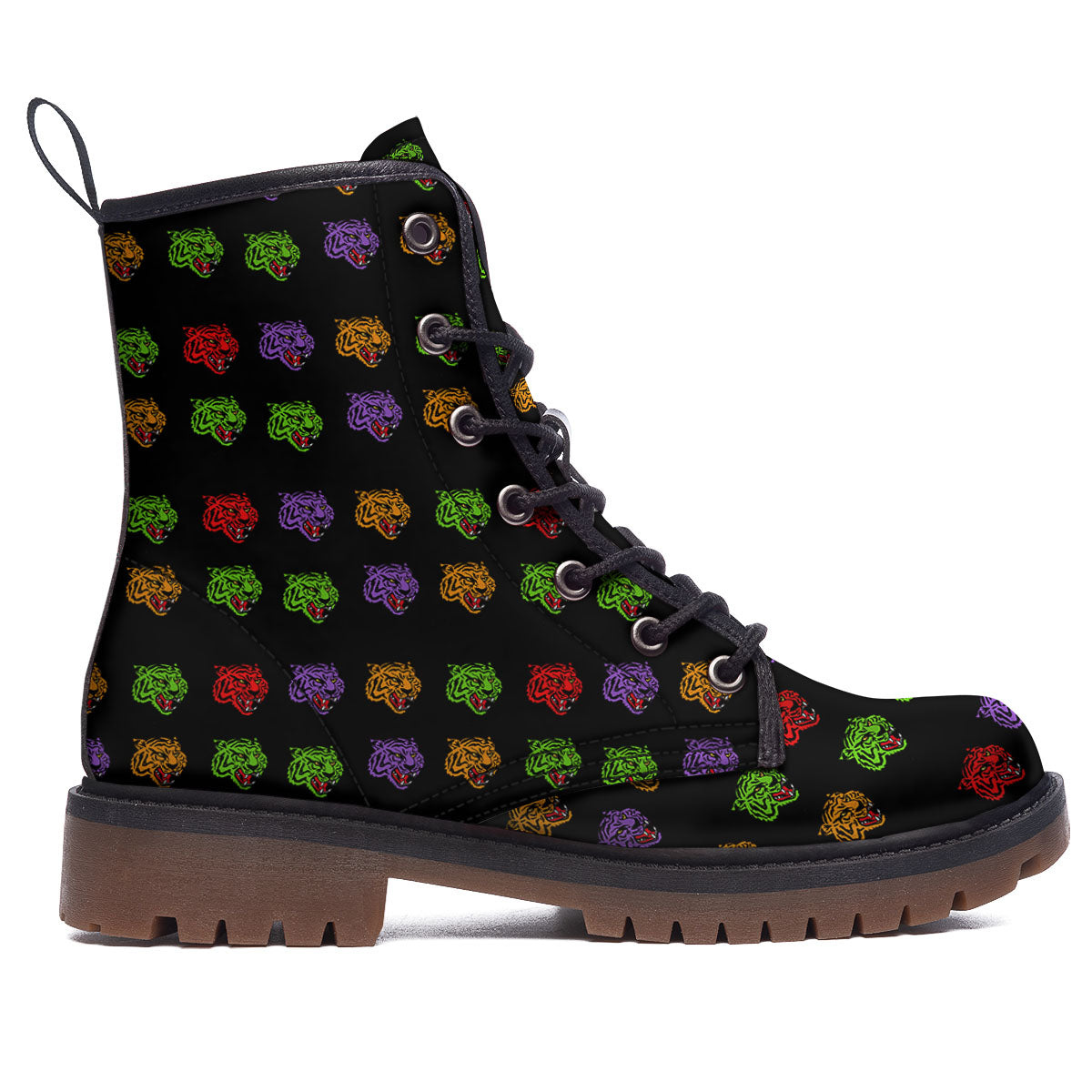 Tiger Head Colorful Print Pattern Work Boots-grizzshop