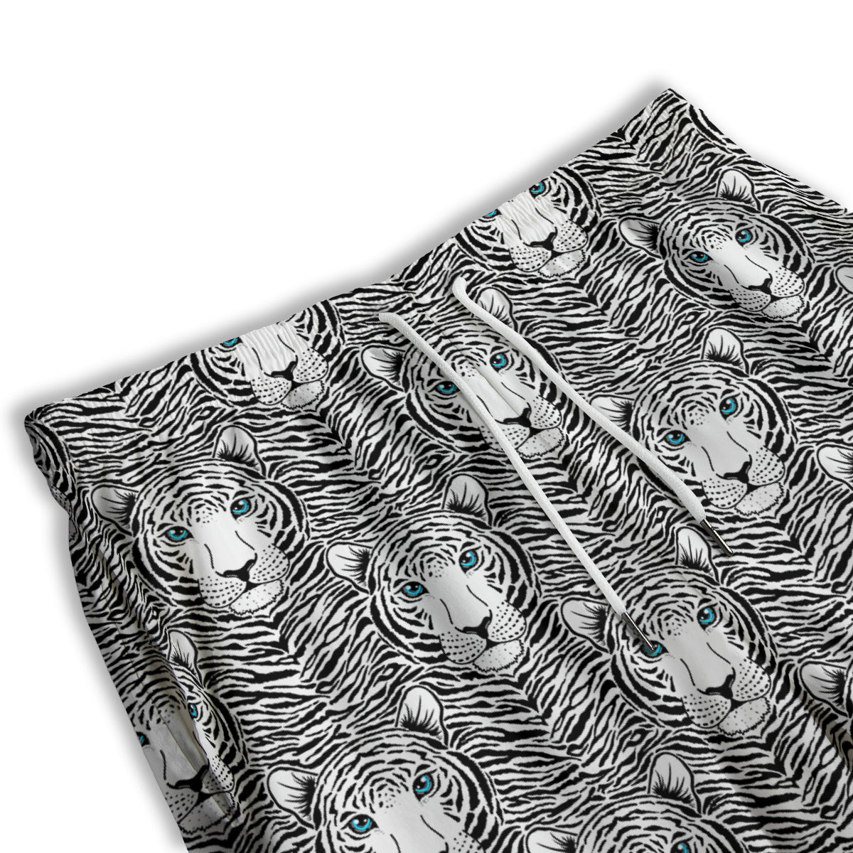 Tiger Head Striped Print Pattern Men's Athletic Shorts