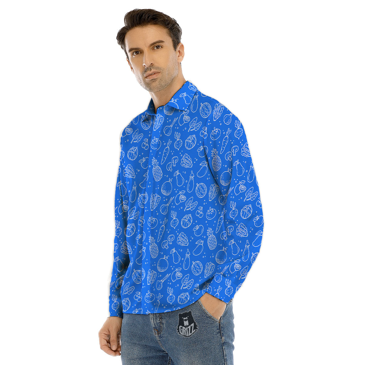 Tiger Head Striped Print Pattern Men's Dress Shirts-grizzshop