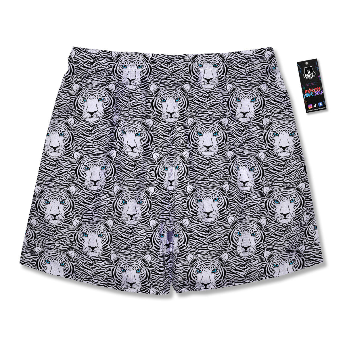 Tiger Head Striped Print Pattern Men's Running Shorts-grizzshop