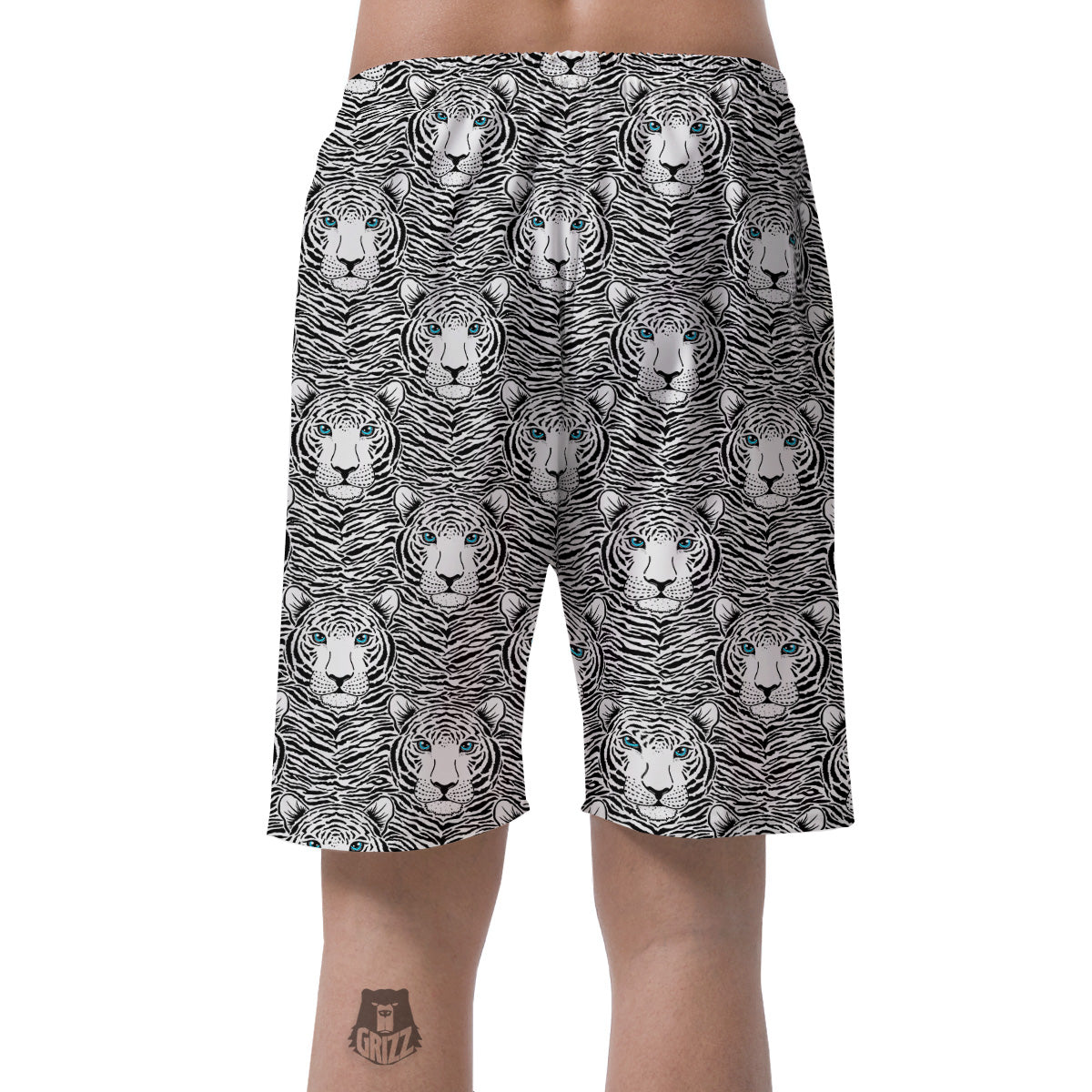 Tiger Head Striped Print Pattern Men's Shorts-grizzshop