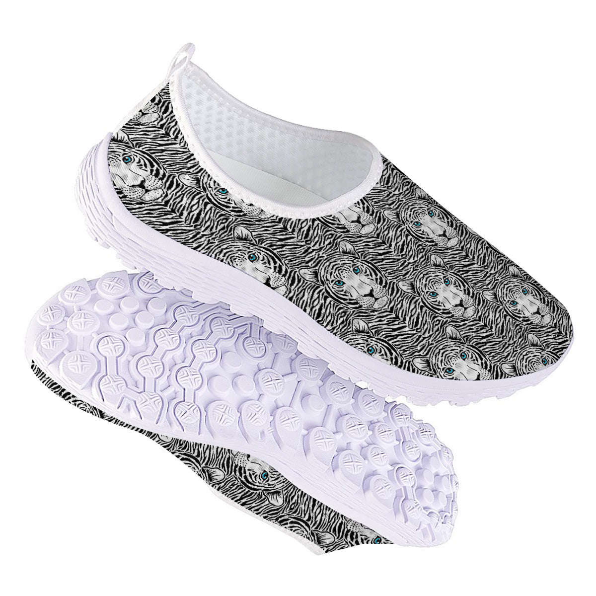 Tiger Head Striped Print Pattern Nurse Shoes-grizzshop