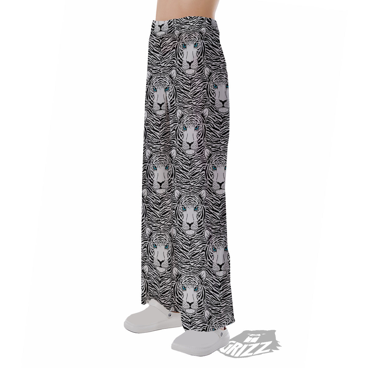 Tiger Head Striped Print Pattern Pajama Pants-grizzshop