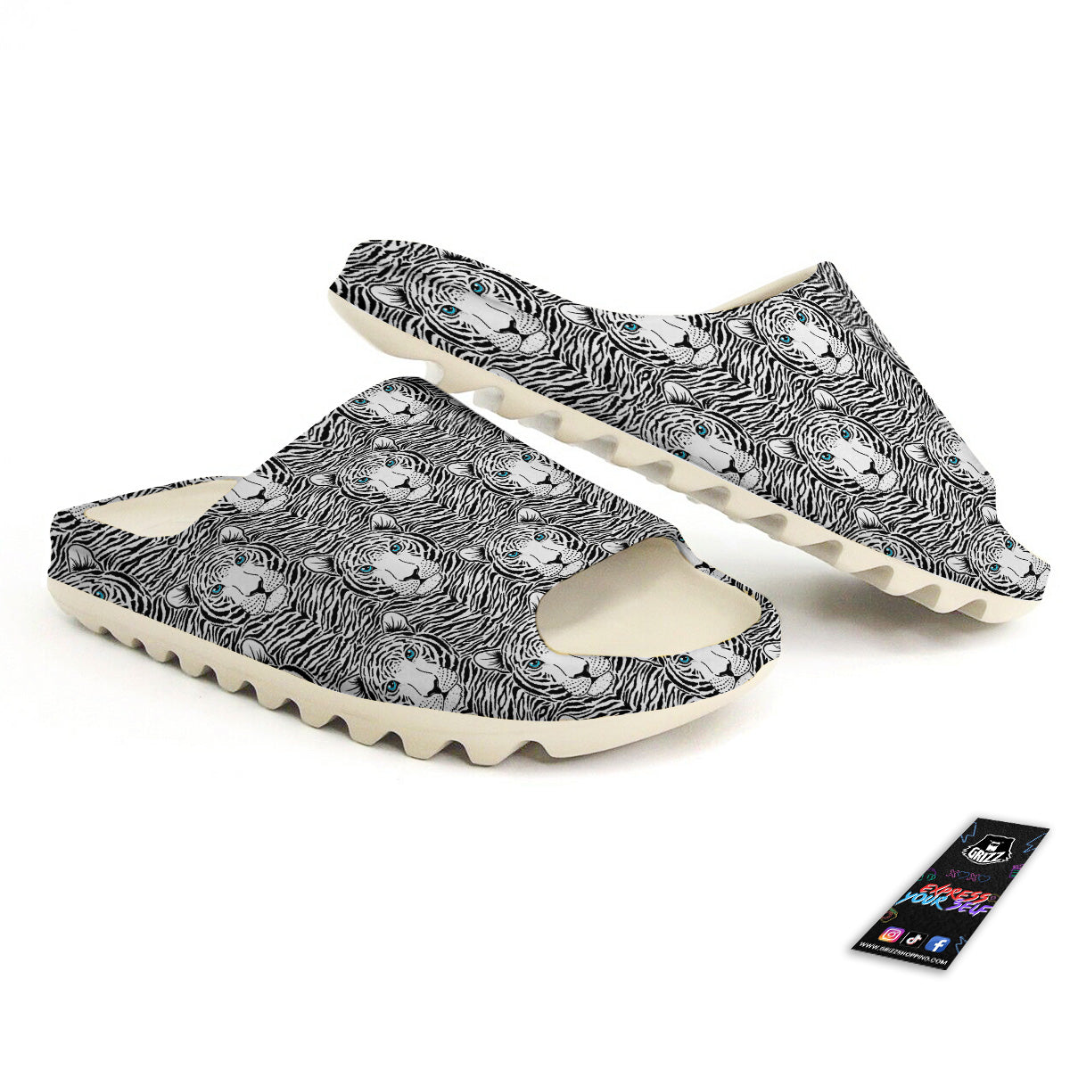 Tiger Head Striped Print Pattern Sandals-grizzshop