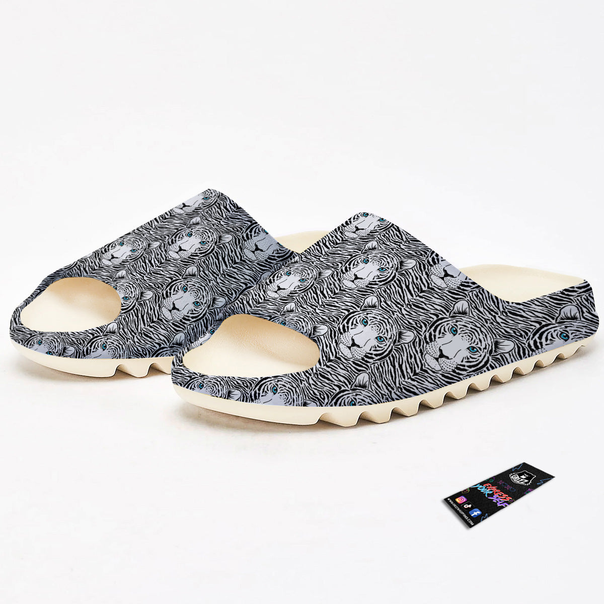 Tiger Head Striped Print Pattern Sandals-grizzshop