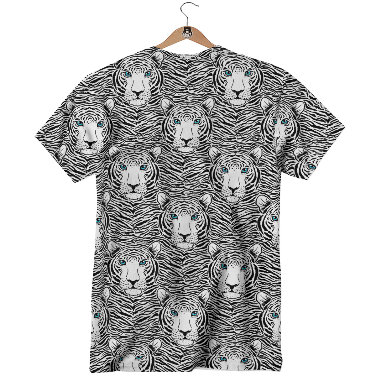 Tiger Head Striped Print Pattern T-Shirt-grizzshop
