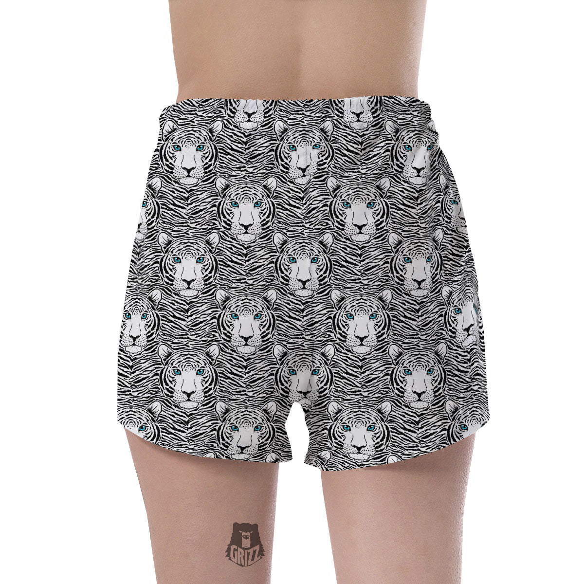 Tiger Head Striped Print Pattern Women's Shorts-grizzshop