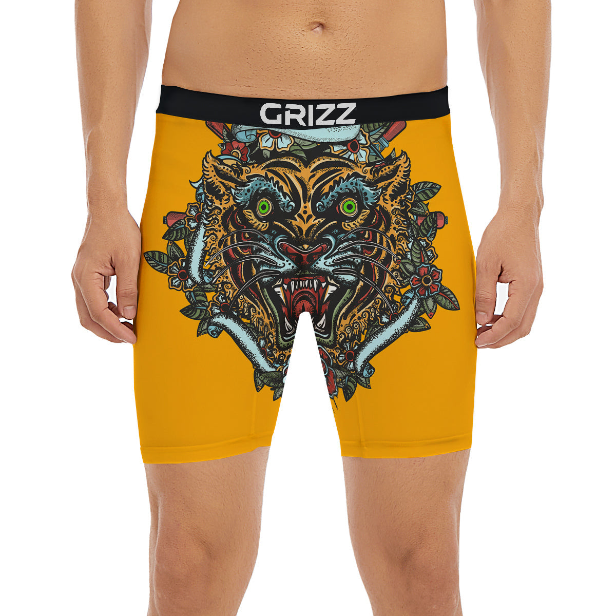 Tiger Head Tattoo Print Boxer Briefs-grizzshop