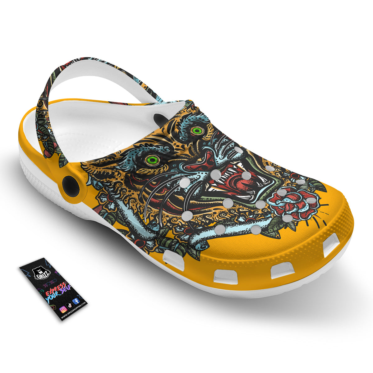 Tiger Head Tattoo Print Clog-grizzshop