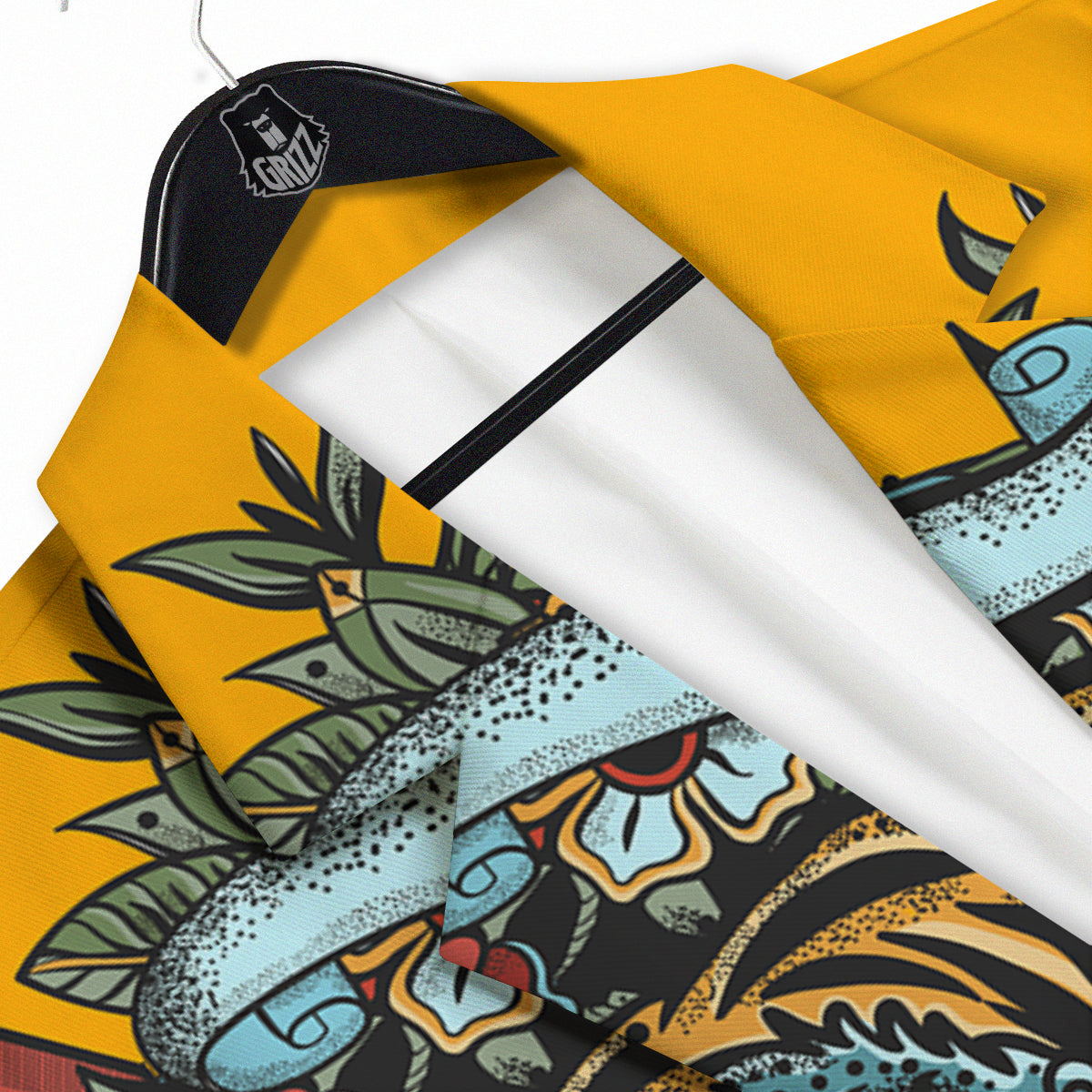 Tiger Head Tattoo Print Men's Sport Coat-grizzshop