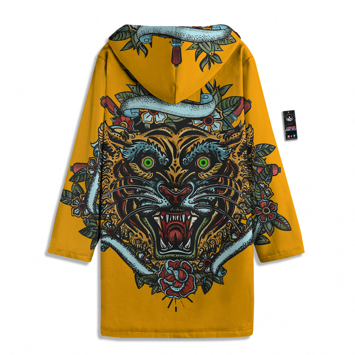 Tiger Head Tattoo Print Men's Windbreaker Jacket-grizzshop