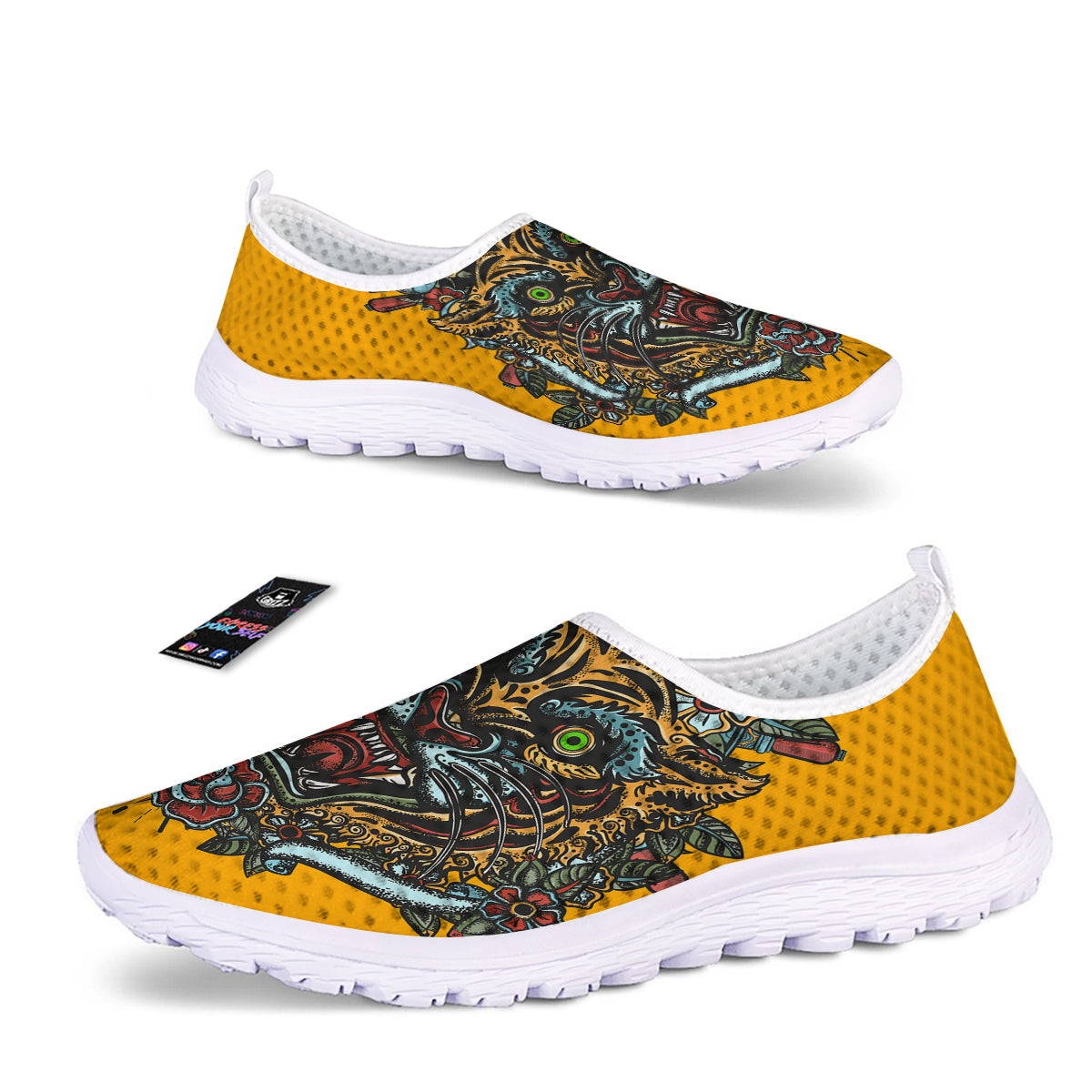 Tiger Head Tattoo Print Nurse Shoes-grizzshop