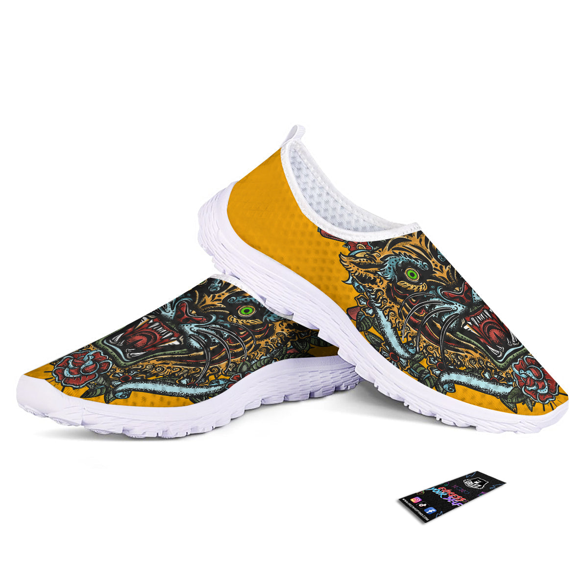 Tiger Head Tattoo Print Nurse Shoes-grizzshop