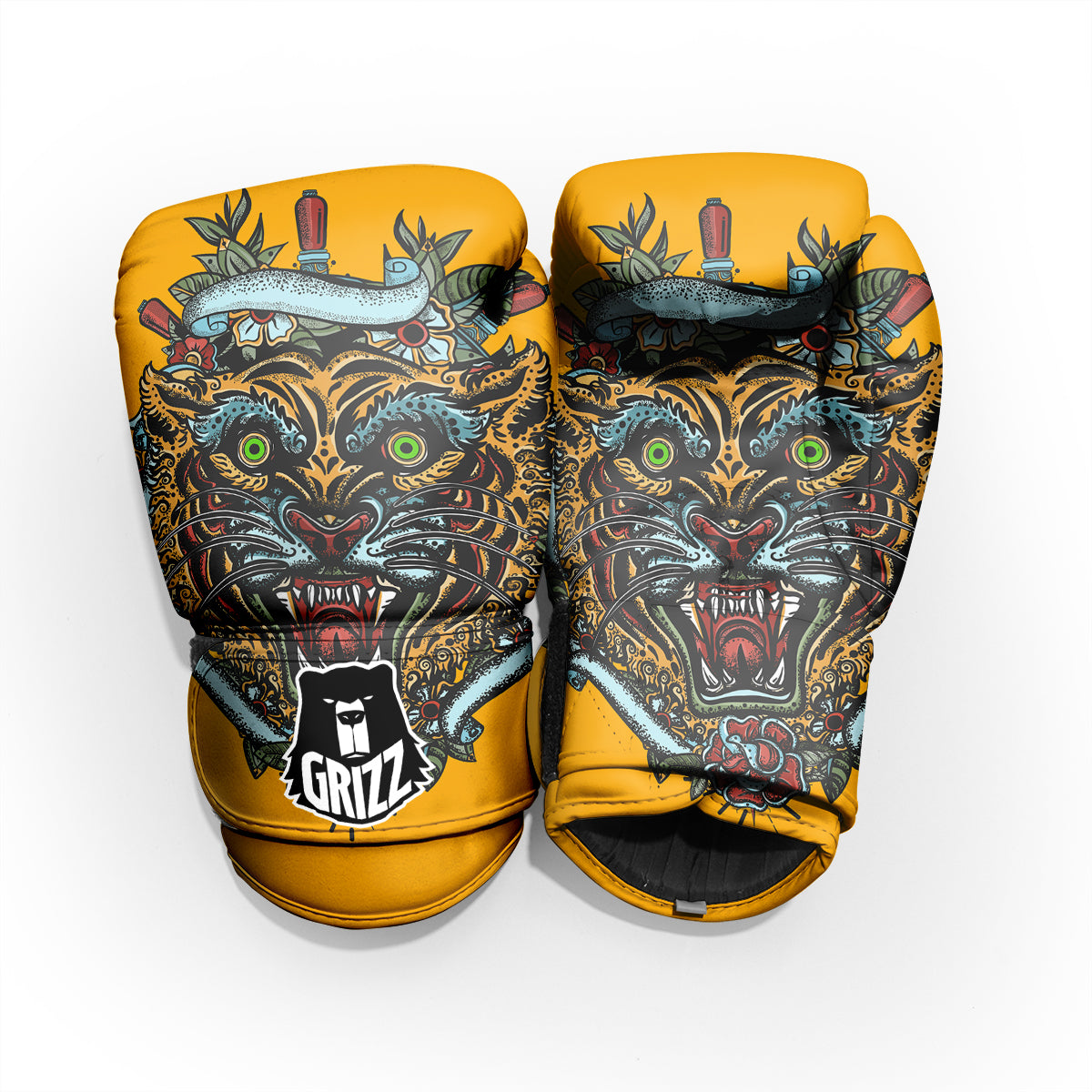 Tiger Head Tattoo Print Pro Boxing Glove